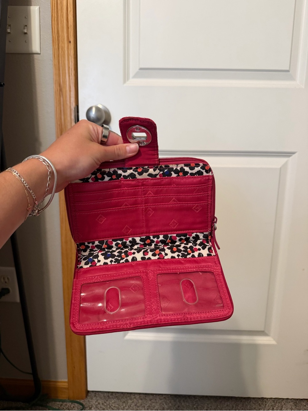 Vera Bradley Pink Floral Interior Trifold Wallet